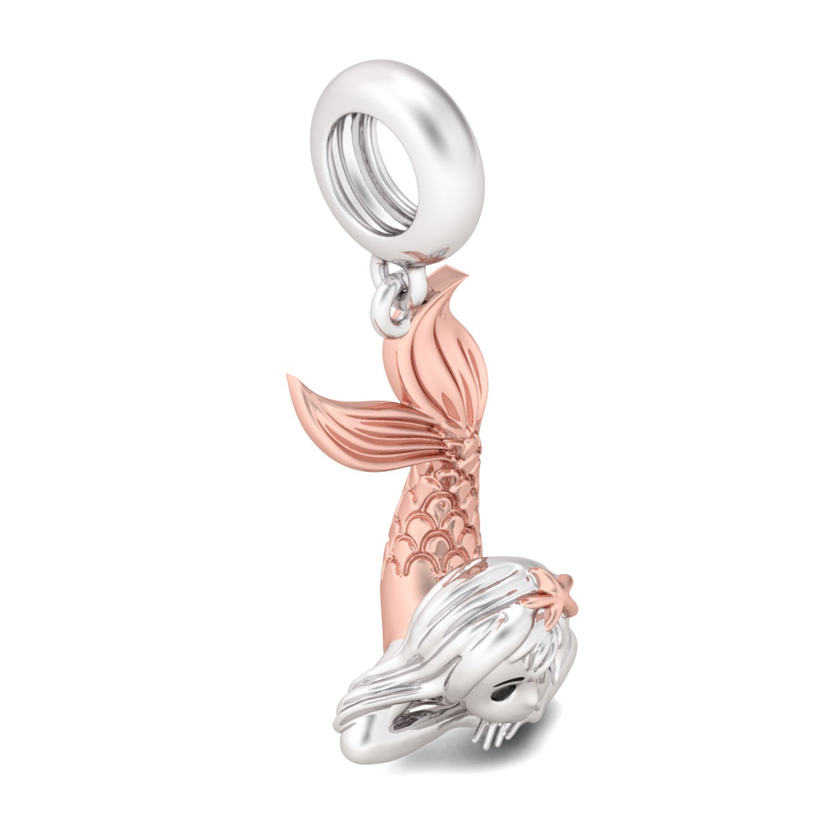 Gnoce "Mermaid Girl" 925 Sterling Silver Rose Gold Pendants Charms Best Gift for Loved Ones_2