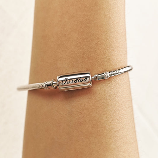 Gnoce "Your Name My Surname" Engravable Name Bracelet Sterling Silver For Girlfriend_5