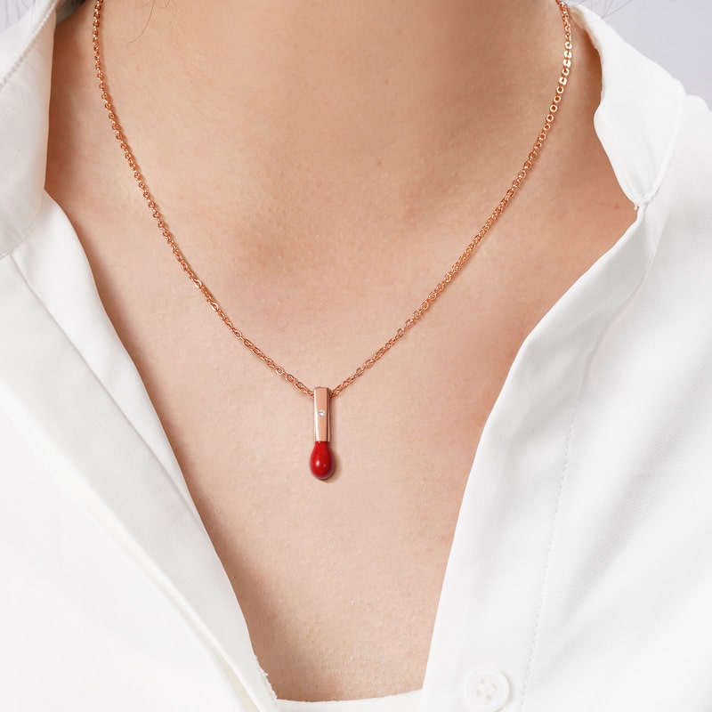 Light of Hope Necklace 925 Sterling Silver 18K Rose Gold Plated inlaid with Diamond_4
