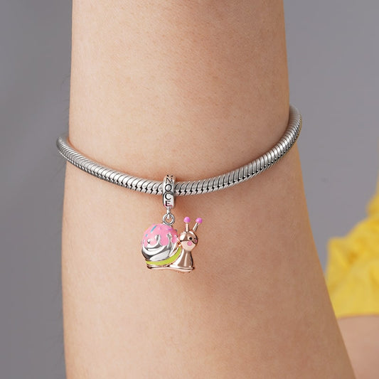 Pinky Snail Pendant Dangle Charm Sterling Silver 18K Rose Gold Plated_3