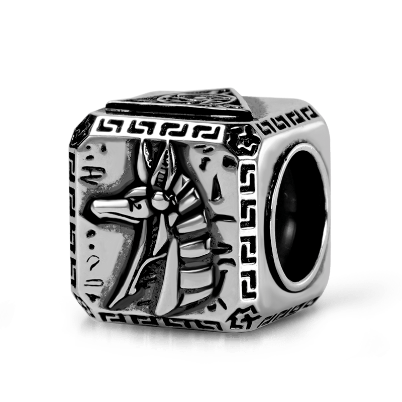 Anubis Vintage Bead & Customized Classic Beads S925 Sterling Silver with Gift Copper Black Leather Men's Bracelet Jewelry for Men_2