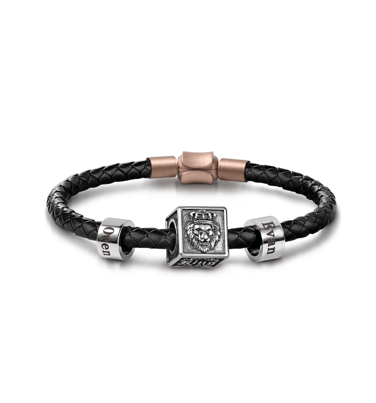 Lion Kingdom Vintage Bead & Customized Classic Beads S925 Sterling Silver with Gift Copper Black Leather Men's Bracelet Jewelry for Men_1