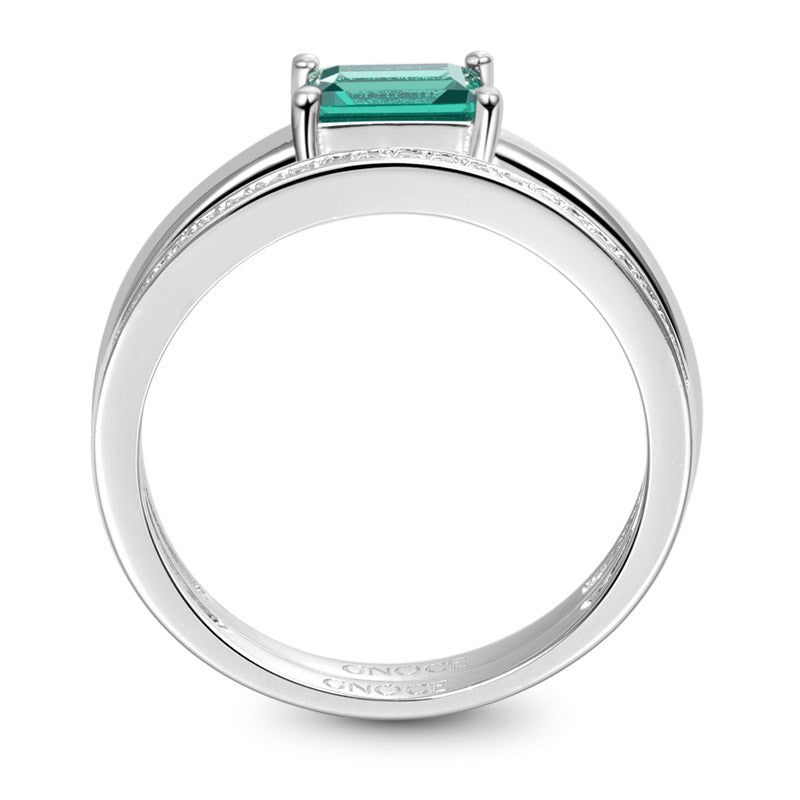 Green Rectangle-cut Shimmering Stackable Ring Set 925 Sterling Silver_3
