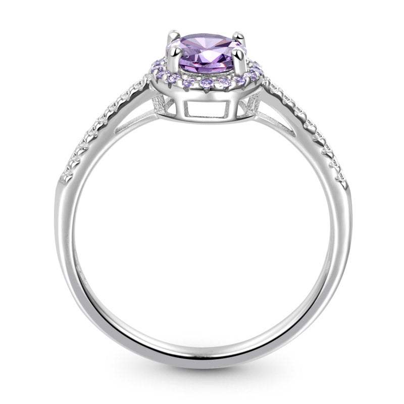 Sparkling Purple Round-cut Ring 925 Sterling Silver_4