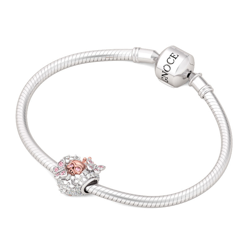 Gnoce "Beauty of Death" 925 Sterling Silver Skull Queen with Pink CZ Stones of Butterfly Charm_3