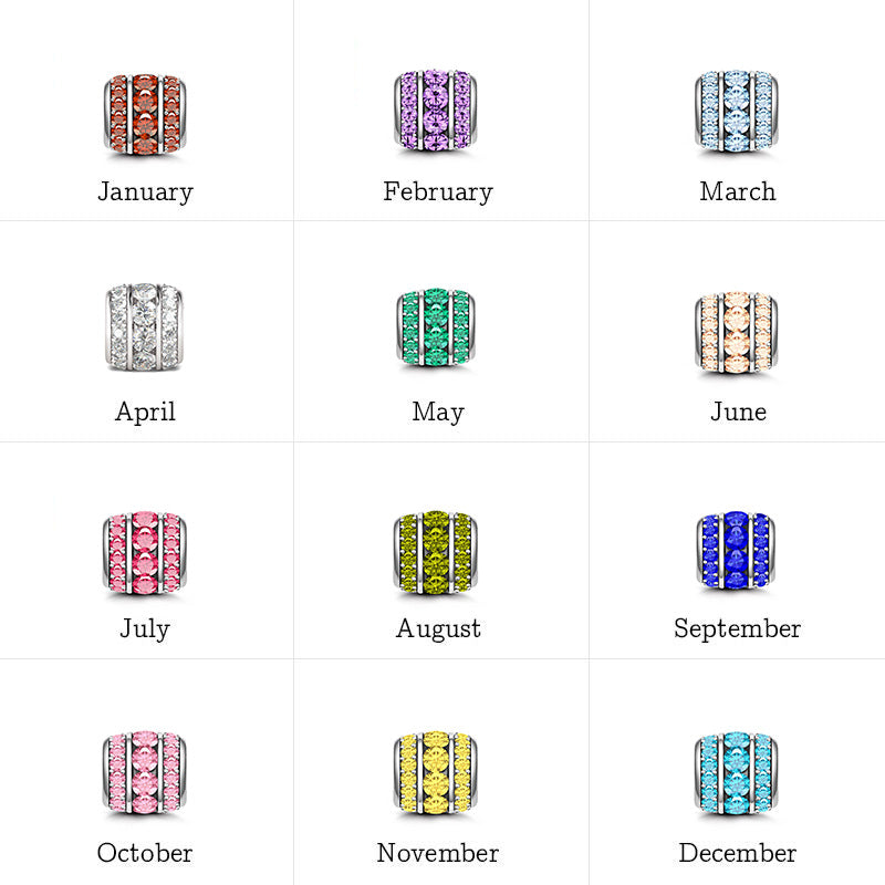 Gnoce  "Lucky Month" Birthstone 925 Sterling Silver Gift Crystal Bead Charm_4