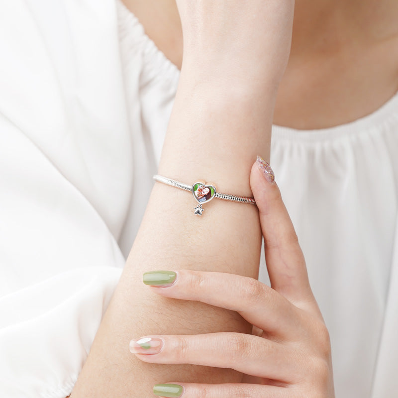 Mom Heart Personalized Photo Charm Bead 925 Sterling Silver_3