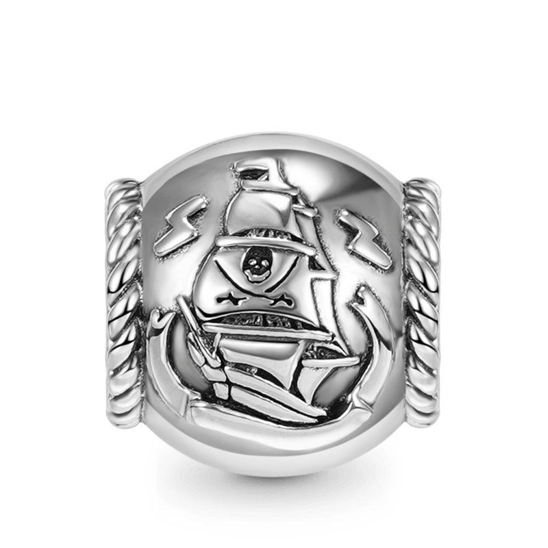 Pirate Ship Vintage Bead & Customized Classic Beads S925 Sterling Silver with Gift Copper Black Leather Men's Bracelet Jewelry for Men_2