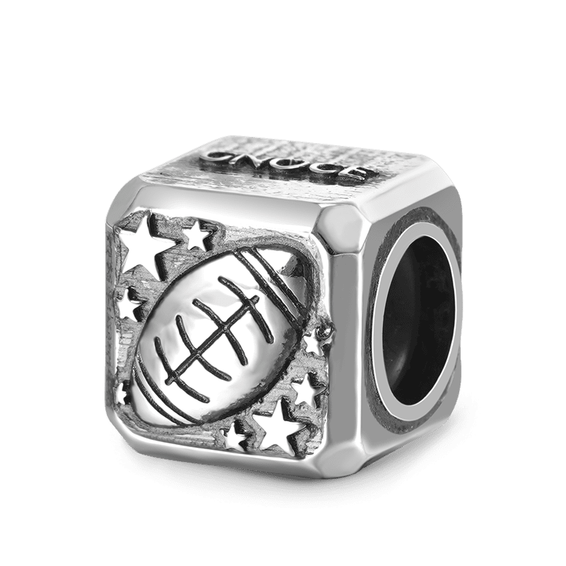 Football Vintage Bead & Customized Classic Beads S925 Sterling Silver with Gift Copper Black Leather Men's Bracelet Jewelry for Men_2