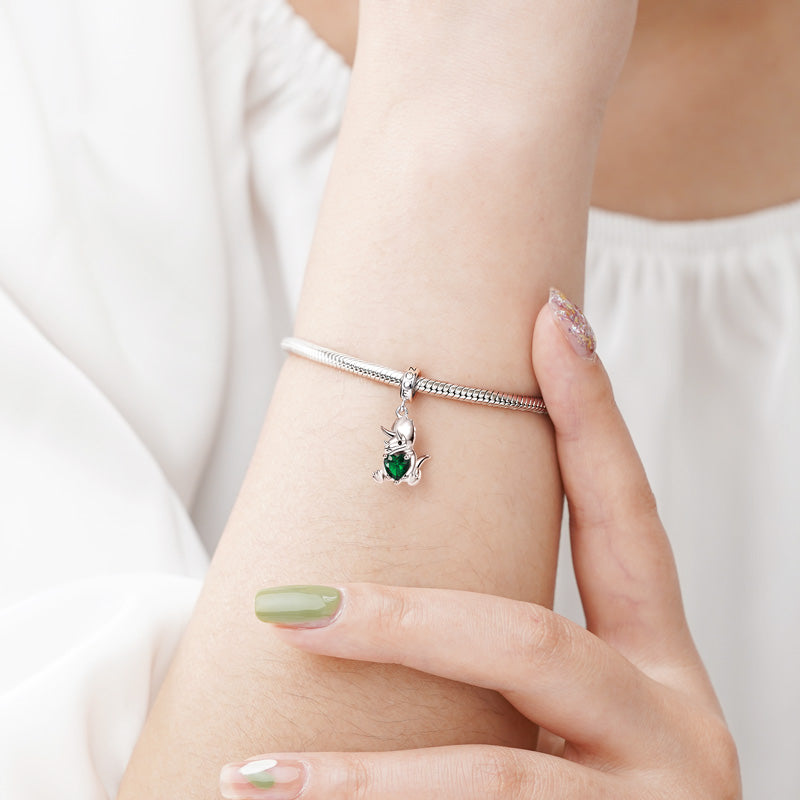 Triceratops Embraces Heart Gemstone Pendant Dangle Charm 925 Sterling Silver_3