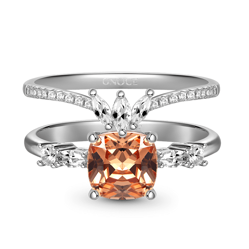 Gnoce Brown Square Sparkle Wishbone Ring Set_2