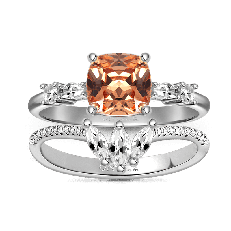 Gnoce Brown Square Sparkle Wishbone Ring Set_1