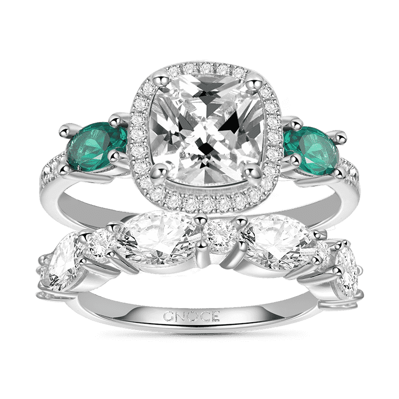 Gnoce Vintage Square-cut & Eternity Band Ring Set_1