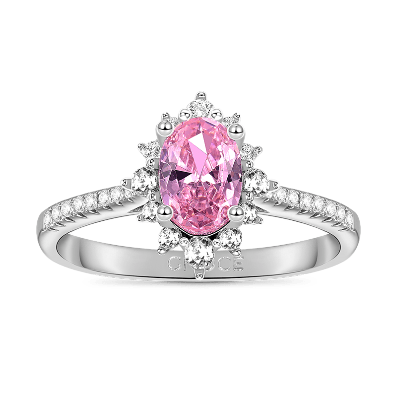 Gnoce Four Prong Oval Pink Halo Engagement Ring_1