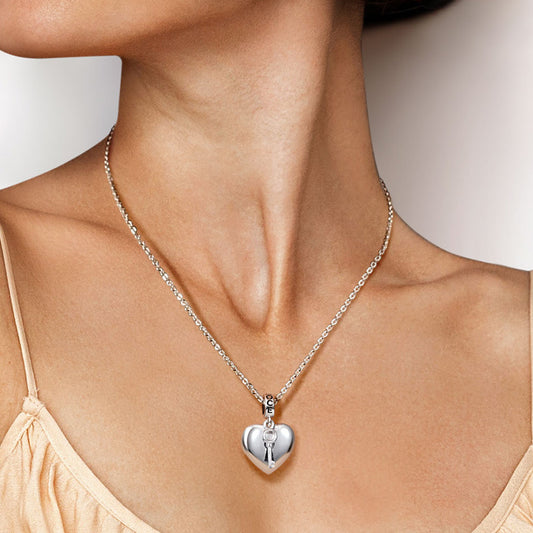 Gnoce Engravable Heart & Key 925 Sterling Silver Pendant_5
