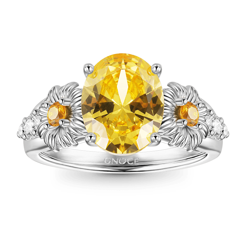 Gnoce Flower Oval Cut Promise Ring_1