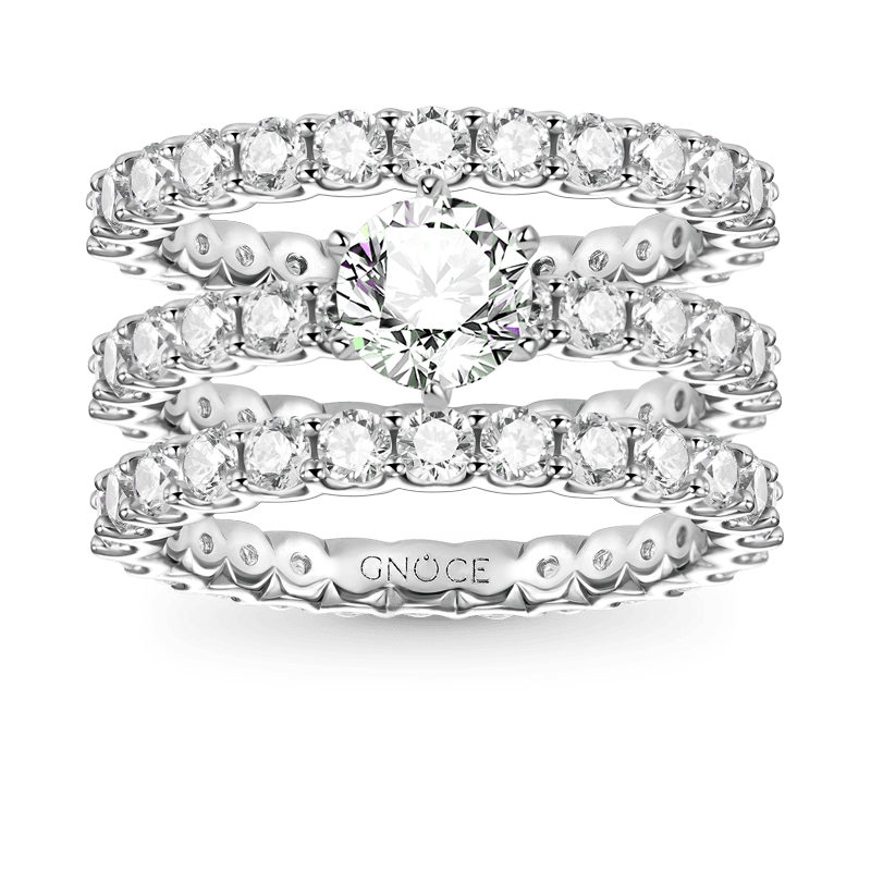 Gnoce Sparkling Round Cut Stackable Ring Set_1