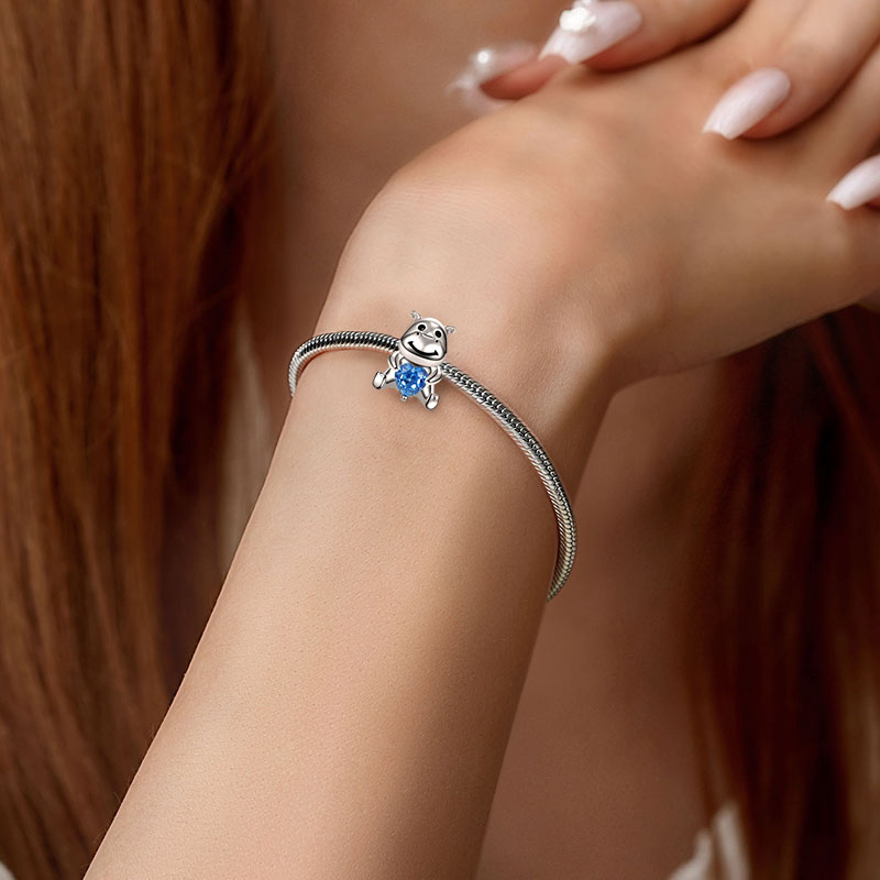 Gnoce Cute Hippo Embraces Heart Gem Charm_5
