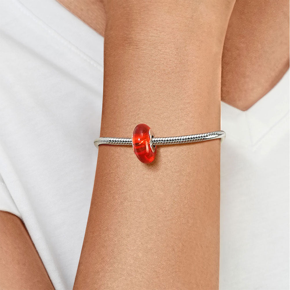 Gnoce Natural Orangered Stone Heart Hole Charm_5