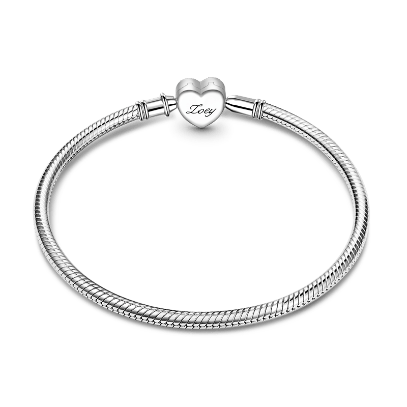 Gnoce Lucky Heart Engravable Basic Snake Chain Bracelet_2