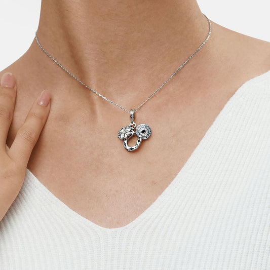 Gnoce Horseshoe, Clover & Devil's Eye Triple Pendant Dangle Charm_7