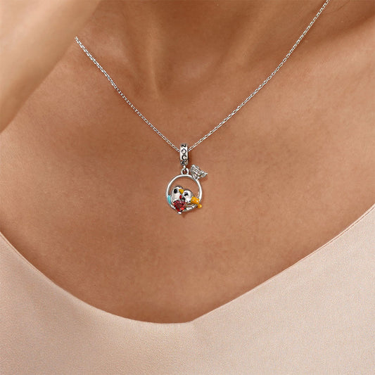 Gnoce Lovebirds Embrace Heart Gem Pendant Dangle Charm_7