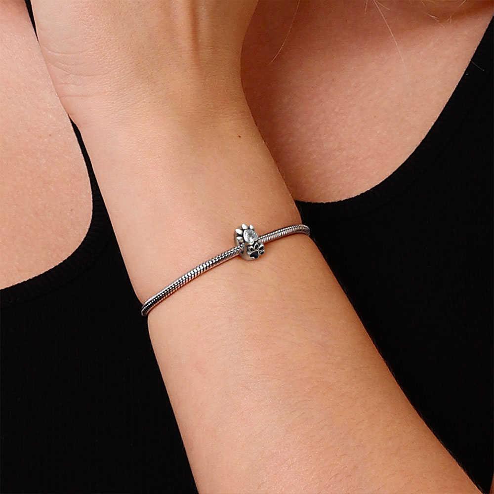 Gnoce Cute Pet Paws Stopper for Charm Bracelets 925 Sterling Silver_4