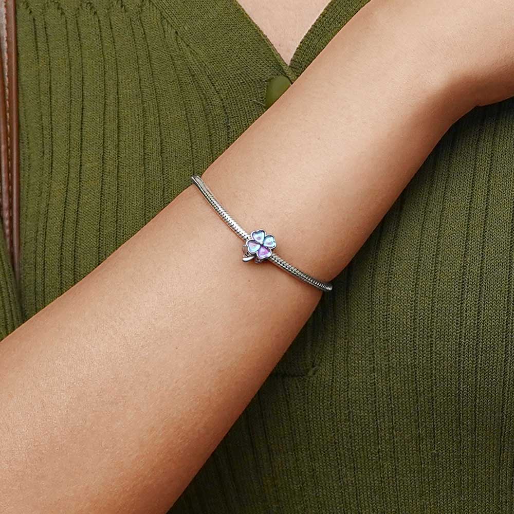 Gnoce Pink Heart Four Leaf Clover Charm_5