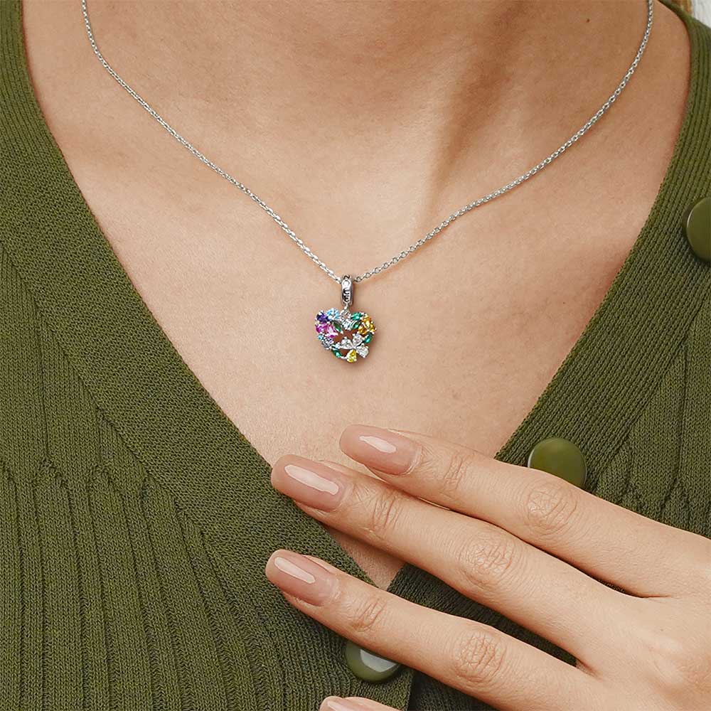 Gnoce Floral Heart Wreath Pendant Dangle Charm_7