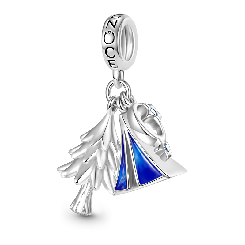 Gnoce Tent, Tree & Moon Star Triple Pendant Dangle Charm_1