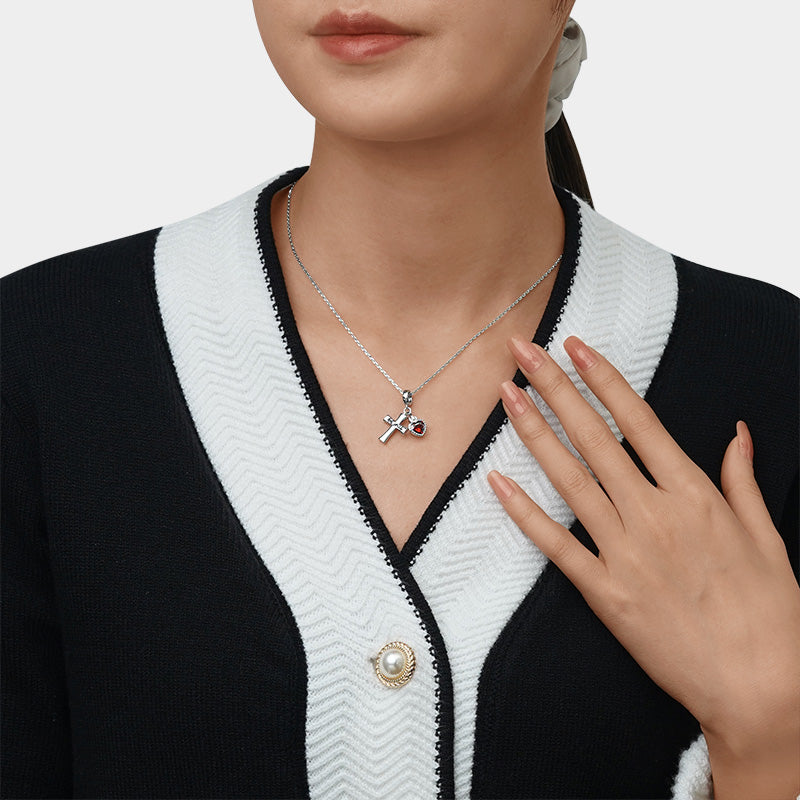 Gnoce "Be still" Cross & Heart Double Pendant Dangle Charm_6