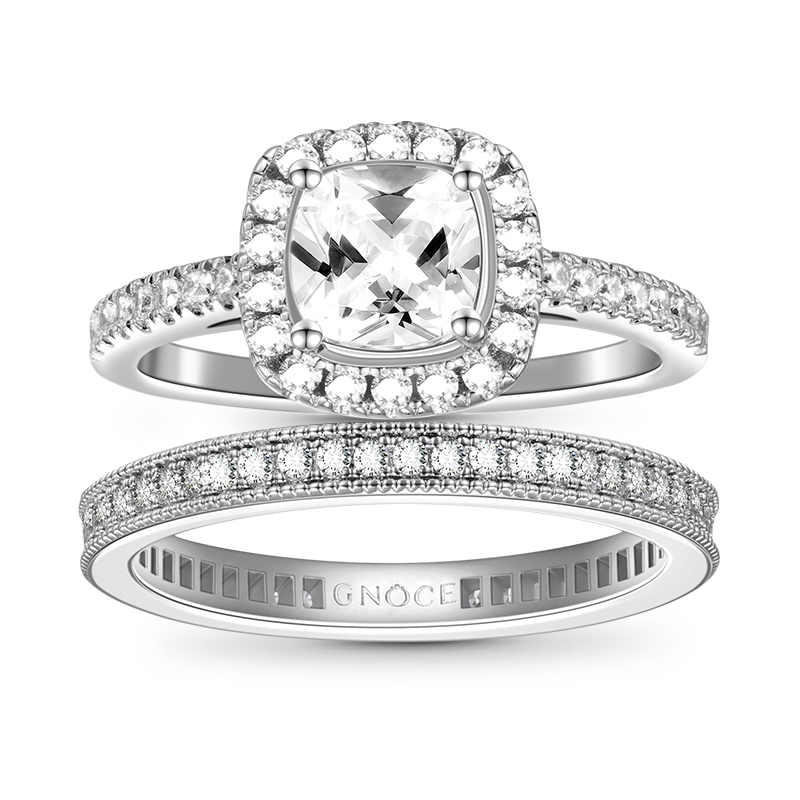 Gnoce Double Clear Square Cut Stackable Ring Set_1