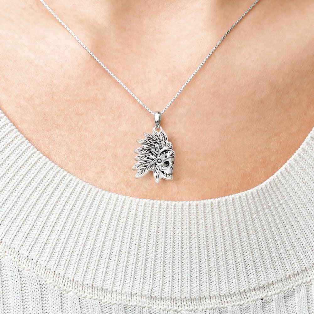 Gnoce Indian Blackened Skull Necklace_4