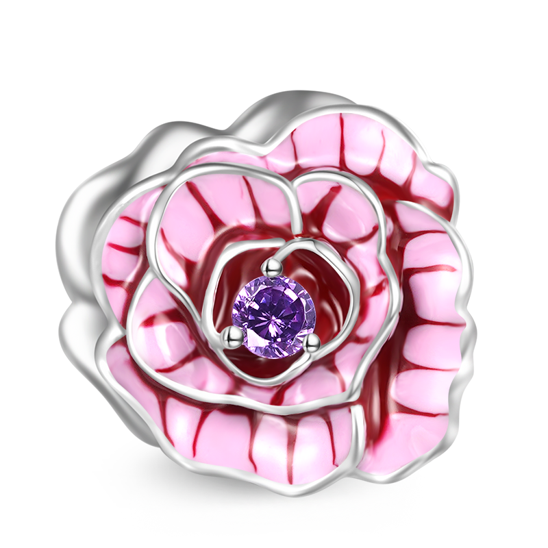 Gnoce Pink Rose Flower Charm_2