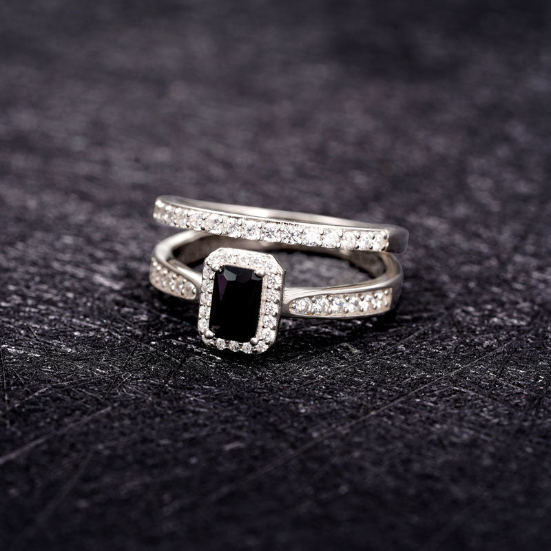 Gnoce Sparkling Rectangle-cut Stackable Ring_2