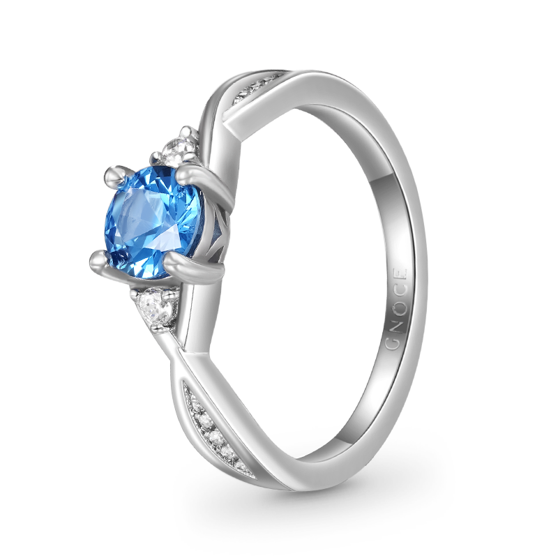 Gnoce Twisted Blue Round Cut Promise Ring_2