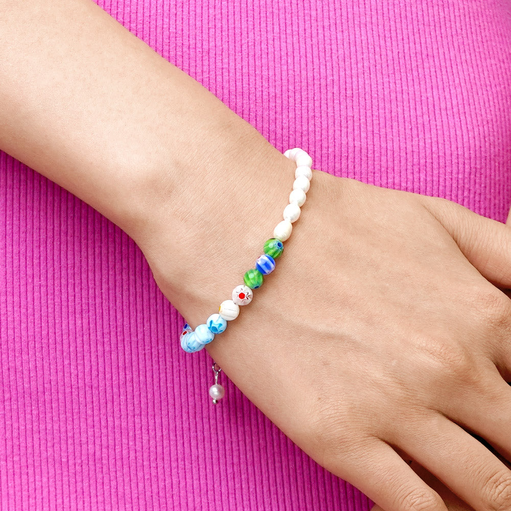 Gnoce Multi Color Beaded & Pearl Bracelet Hook Clasp_4