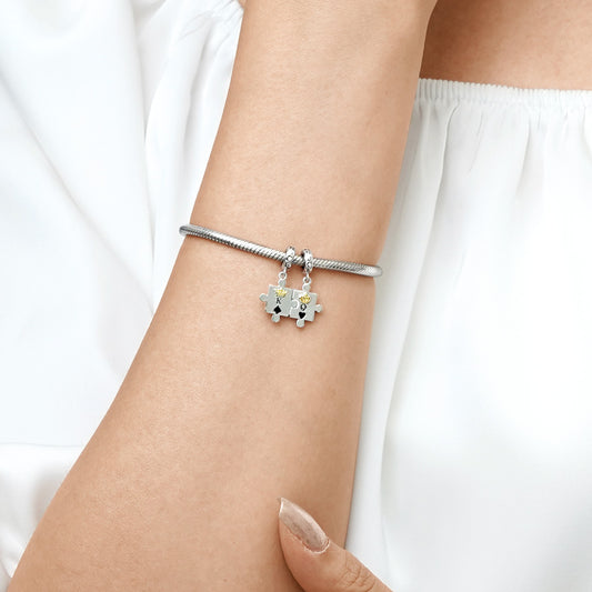 Gnoce Personalized Couple Puzzle Pendant Dangle Charm_5