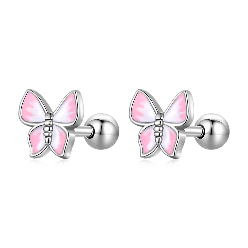 Gnoce Pink Butterfly Stud Earrings_1