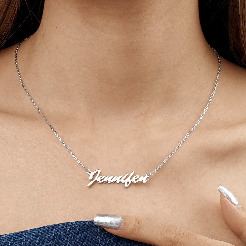 Gnoce "You are Always in My Heart" Classic Personalized Sivler Name Necklace_4