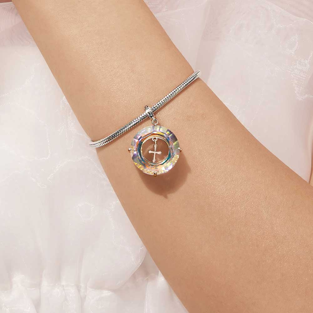 Gnoce Angel Circle Cross Pendant Dangle Charm_5