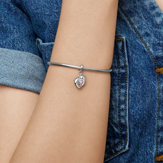 Gnoce Engravable Baby Feet Pendant Dangle Charm_5