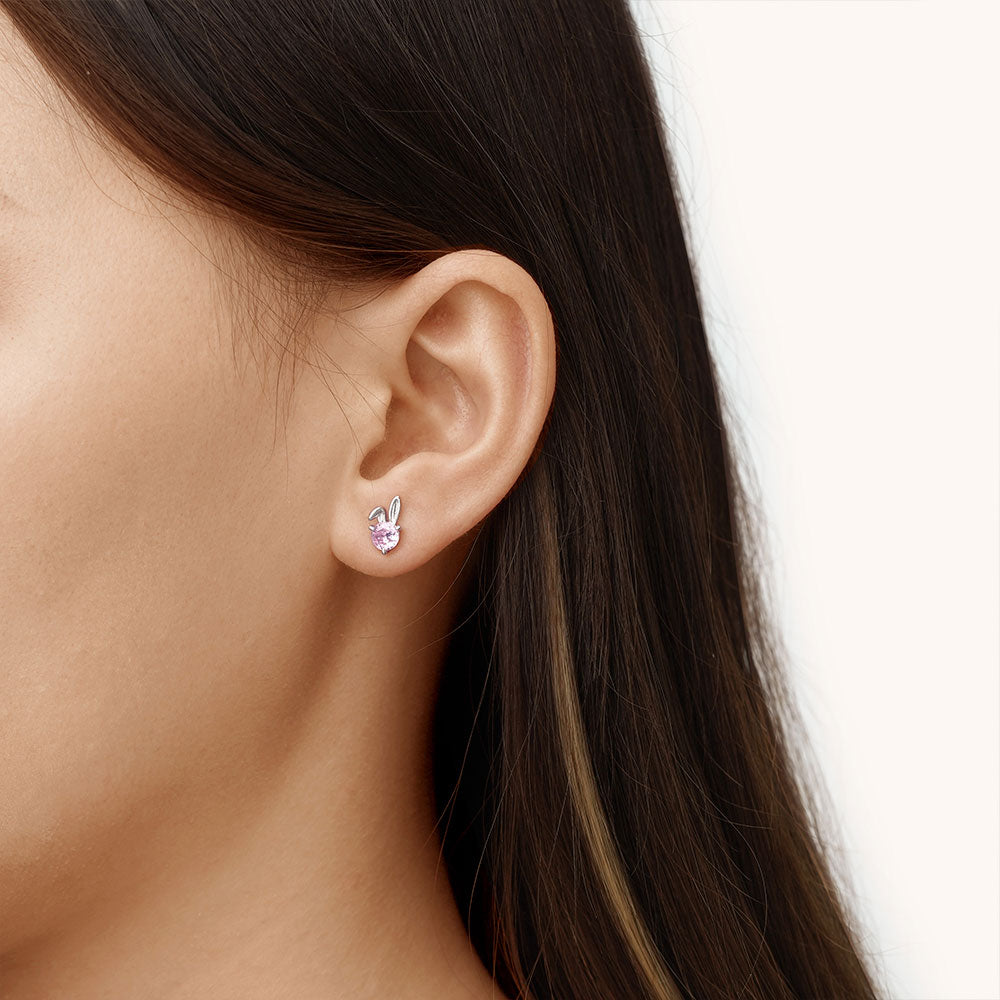 Gnoce Pink Rabbit Stud Earrings_4