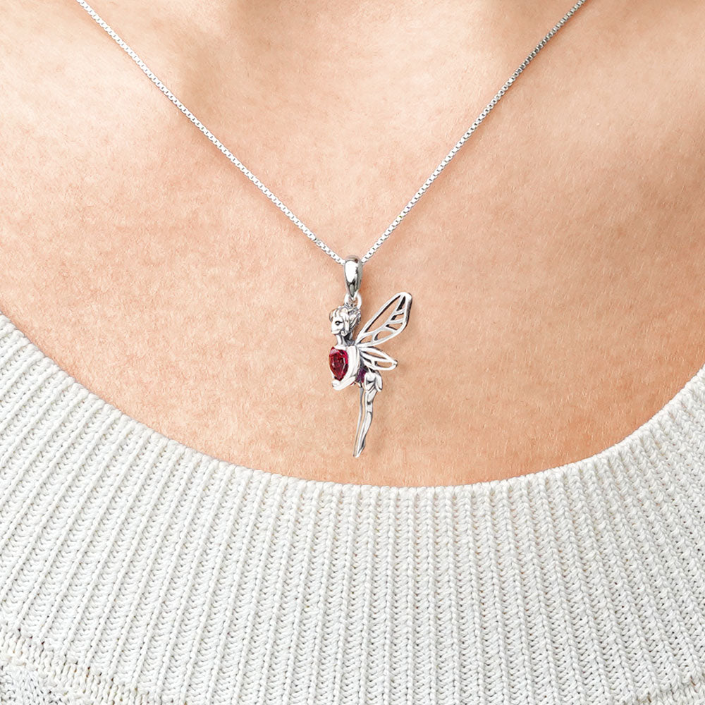 Gnoce Butterfly Fairy Embraces Heart Gemstone Necklace_4