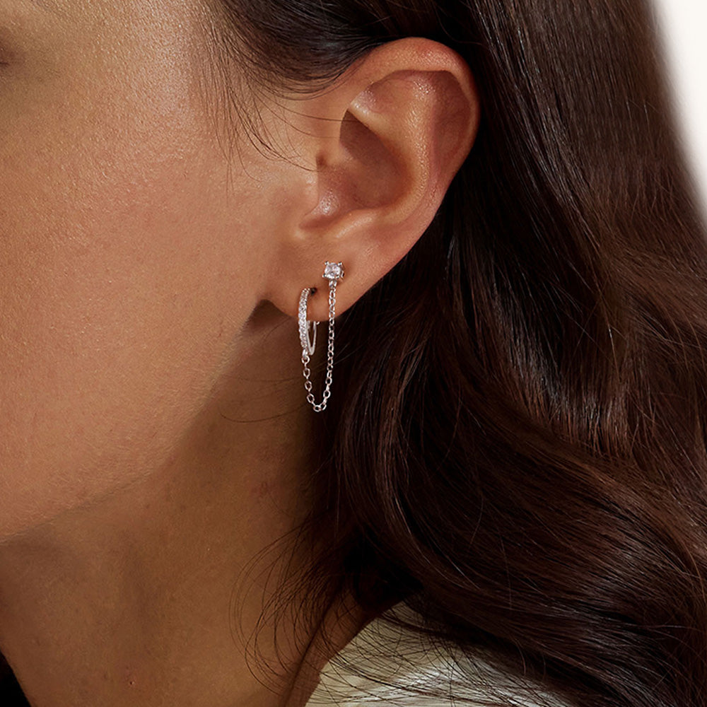 Gnoce Chain Threader Drop Hoop Earring_6