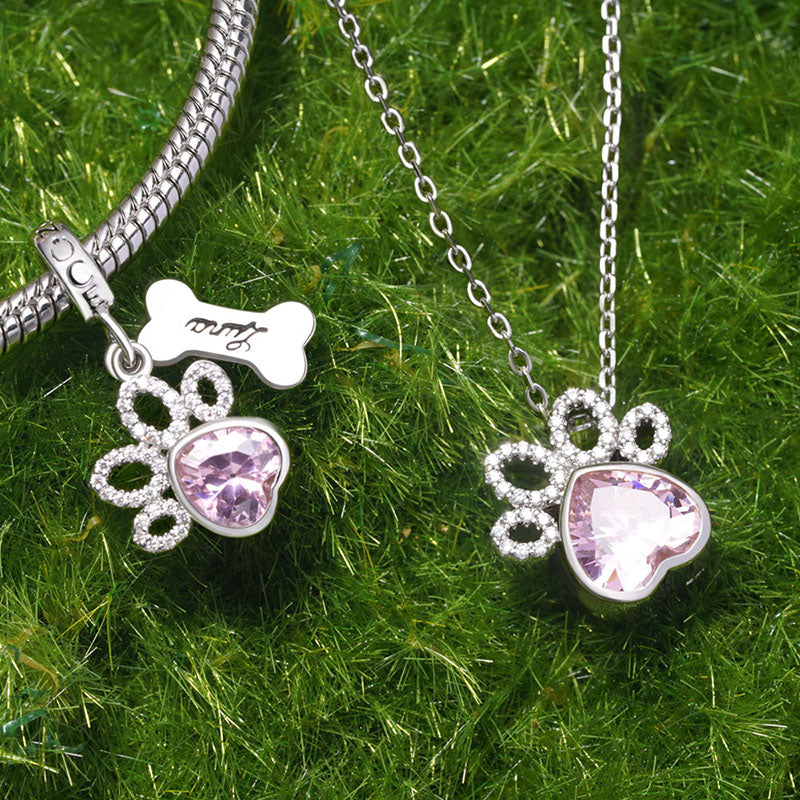 Gnoce Pet Paw Print Bone Engravable Name Pendant Dangle Charm_4
