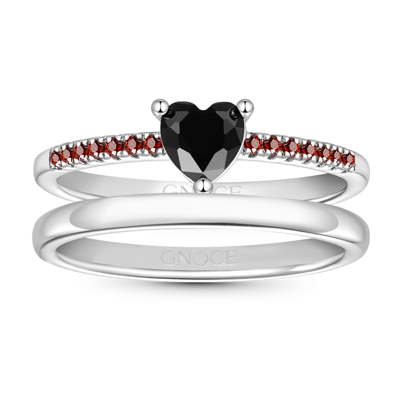 Gnoce Black Heart Cut Stackable Ring Set_1