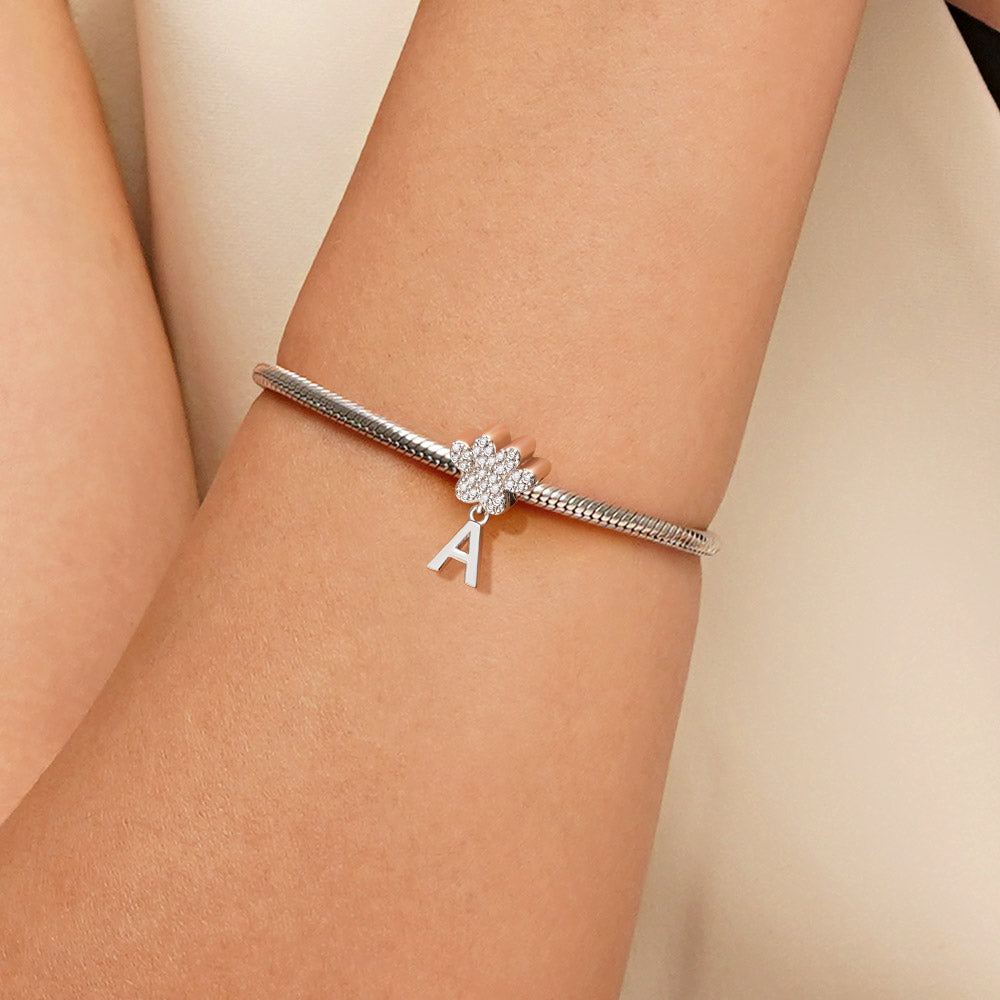 Gnoce Pet Dog Paw Initial Letters Personalized Pendant Dangle Charm_5