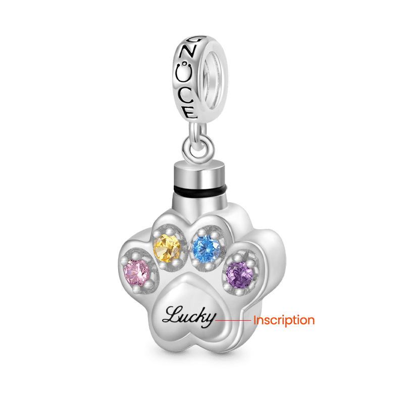 Gnoce Engravable "Forever In Our Hearts" Pet Paw Memorial Urn Ashes Pendant Dangle Charm_3