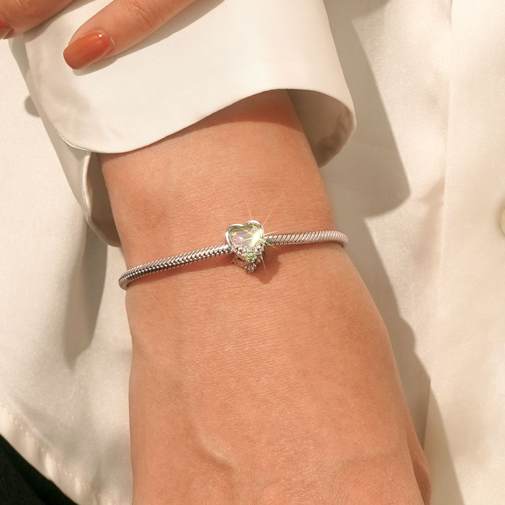 Apple Green Love Heart Four Leaf Clover Charm_5